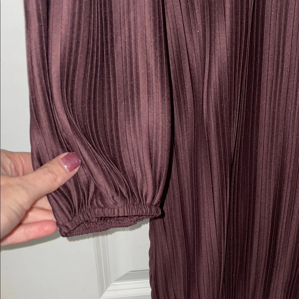 Black Tape Long Sleeve Dress in Rich Burgundy - Picture 4 of 11